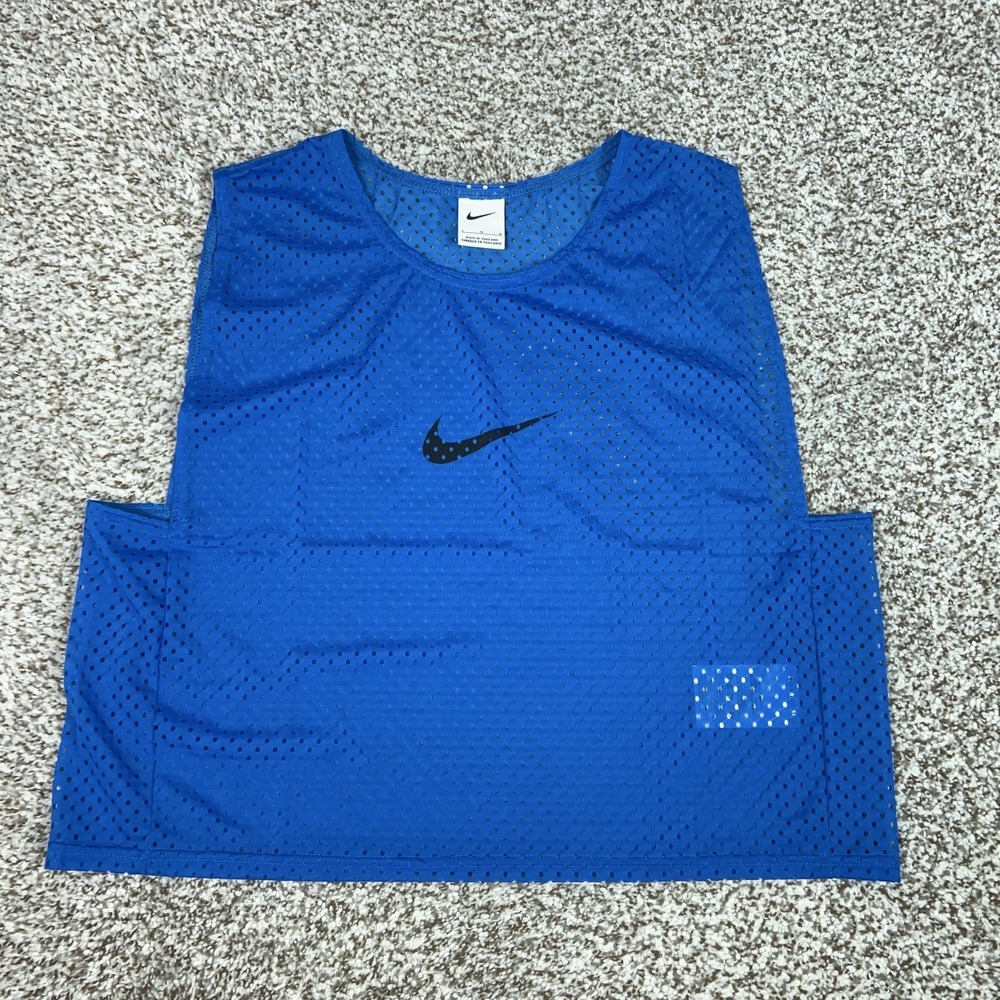 Nike Tank Top Mens Large Blue Mesh Practice Pinnie Jersey Training Gym Sport A1